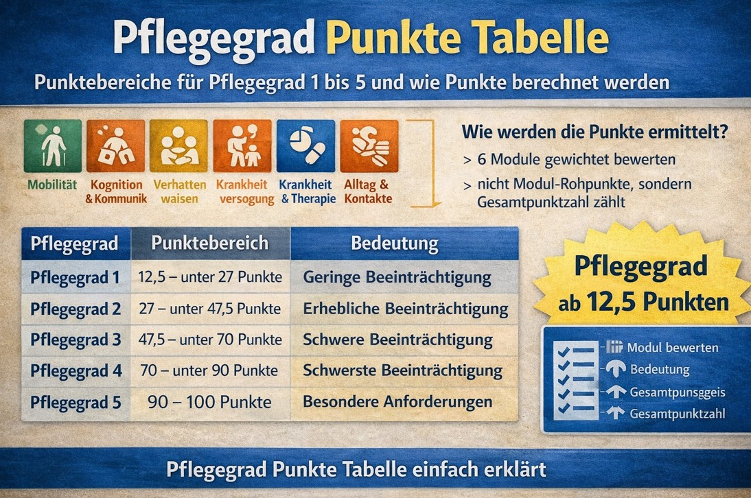 Pflegegrad Punkte Tabelle und Begutachtung